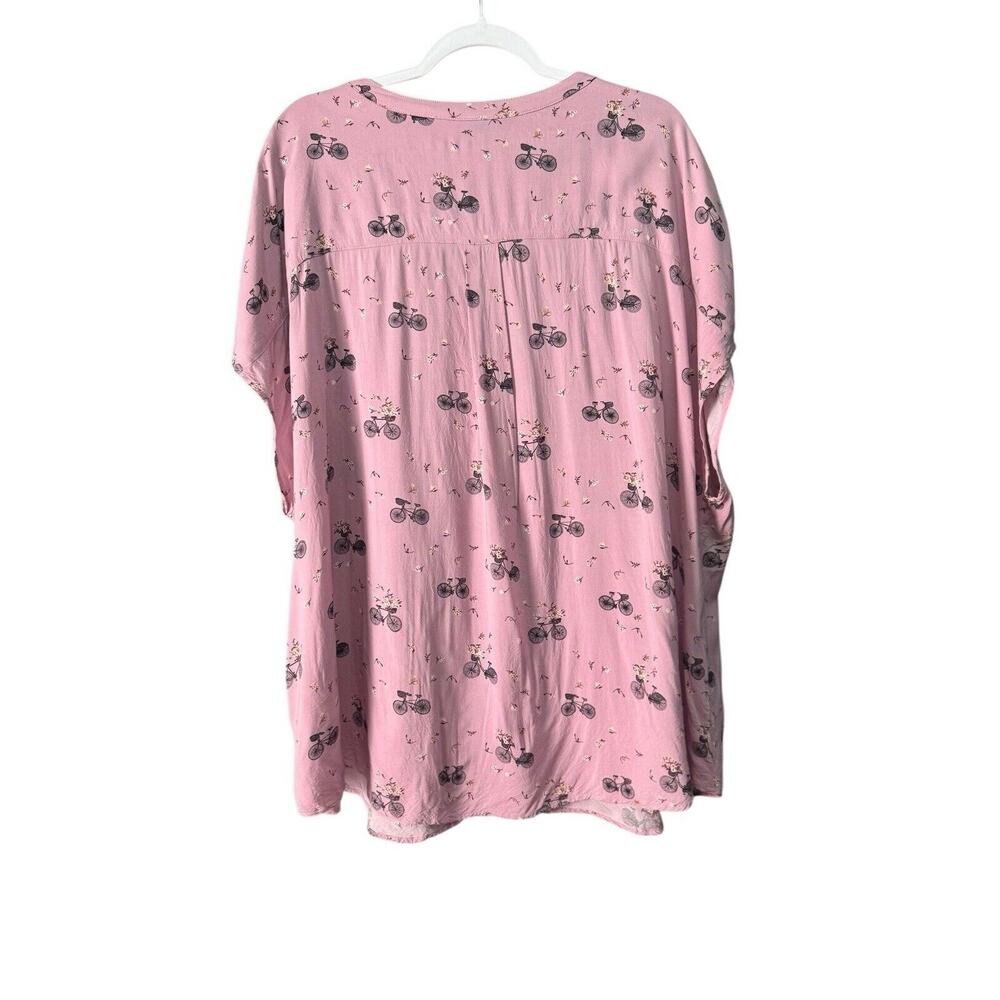 Torrid Womens Size 4 Lavender Pink Bicycle Print Challis Dolman Button Up Shirt - Picture 6 of 9